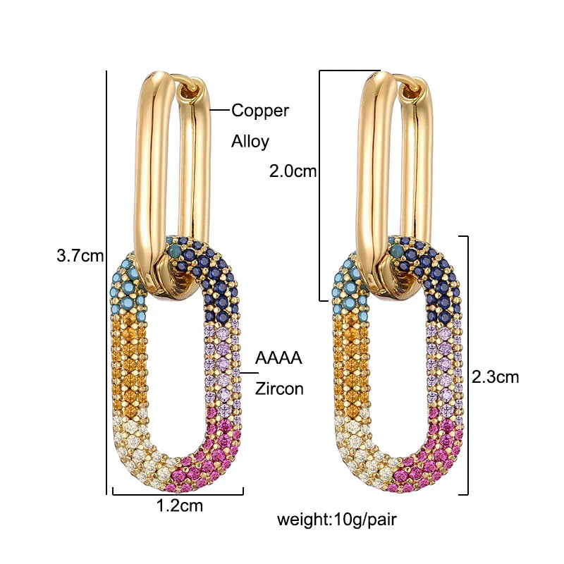 LOVBEAFAS marque couleur or géométrique ovale Rectangle boucles d'oreilles pour femmes Zircon bijoux de mariage élégant femme boucles d'oreilles pendantes L’AURA