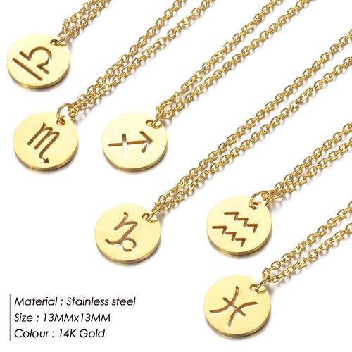 Collier Pendentif Zodiaque Doré E-Manco Pour Femme