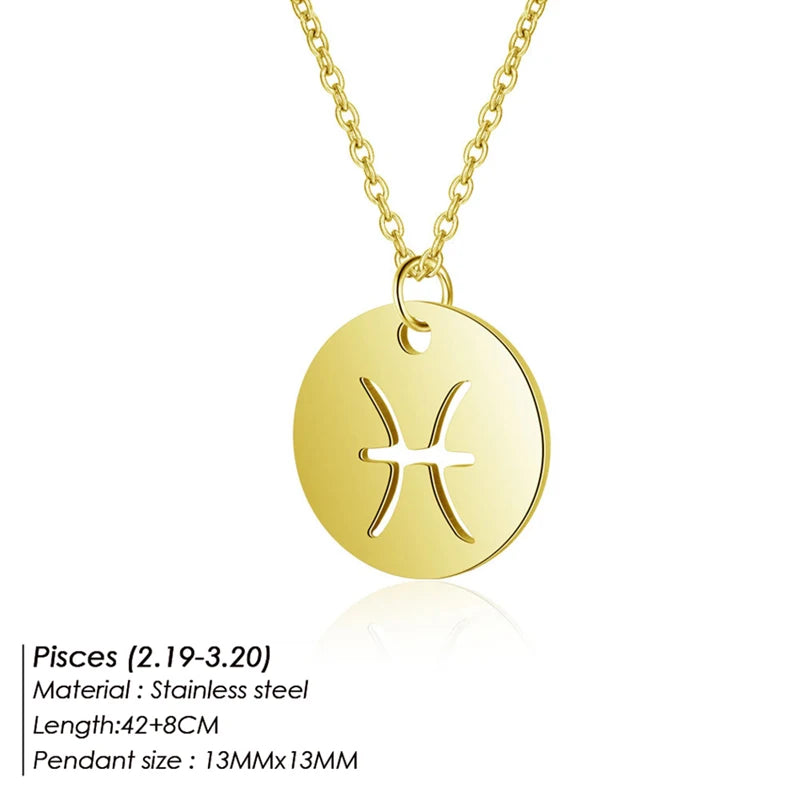 Collier Pendentif Zodiaque Doré E-Manco Pour Femme