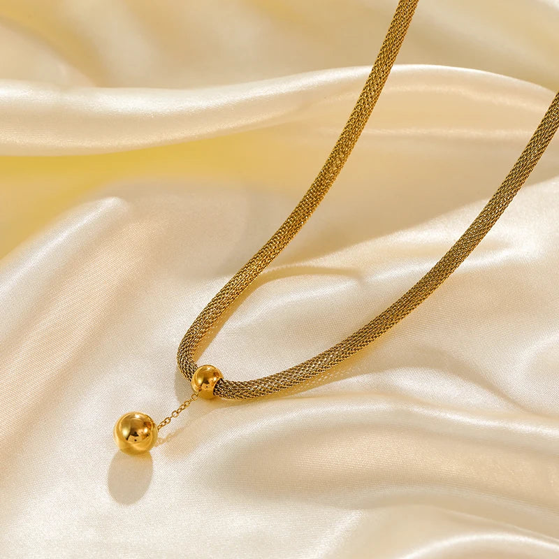 EILIECK 316L acier inoxydable 18K plaqué or perle pendentif collier boucles d'oreilles ensemble de bijoux pour les femmes étanche bijoux de mode L’AURA