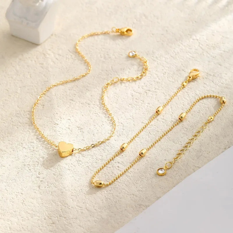 Bracelets de Cheville Dorés pour Femme - Ensemble Bijoux Cadeau