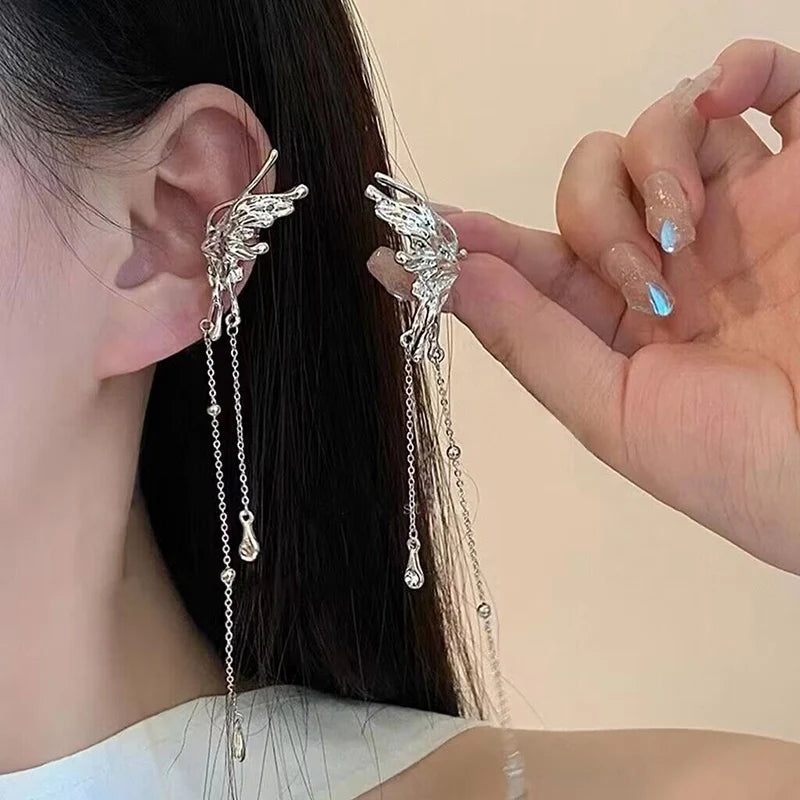 Boucles d'oreilles longues à pampilles en biscuits exagérées pour filles, boucles d'oreilles pendantes ChimFlower, personnalisées, bijoux de fête uniques L’AURA