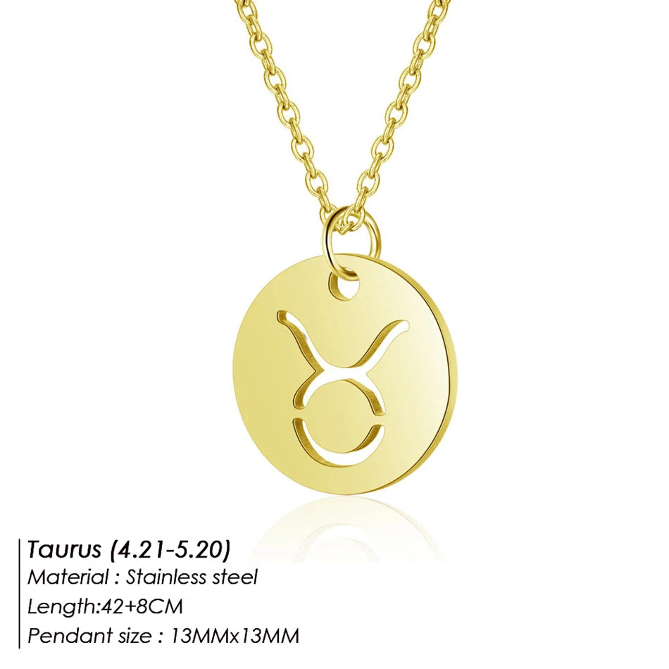 Collier Pendentif Zodiaque Doré E-Manco Pour Femme
