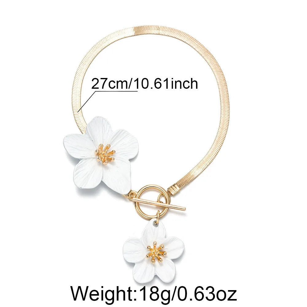 Charmes de mode pour femmes, bracelets de cheville et bracelets à chaîne OT, avec motifs floraux stéréoscopiques et peinture pulvérisée, bijoux de plage d'été, accessoire cadeau L’AURA