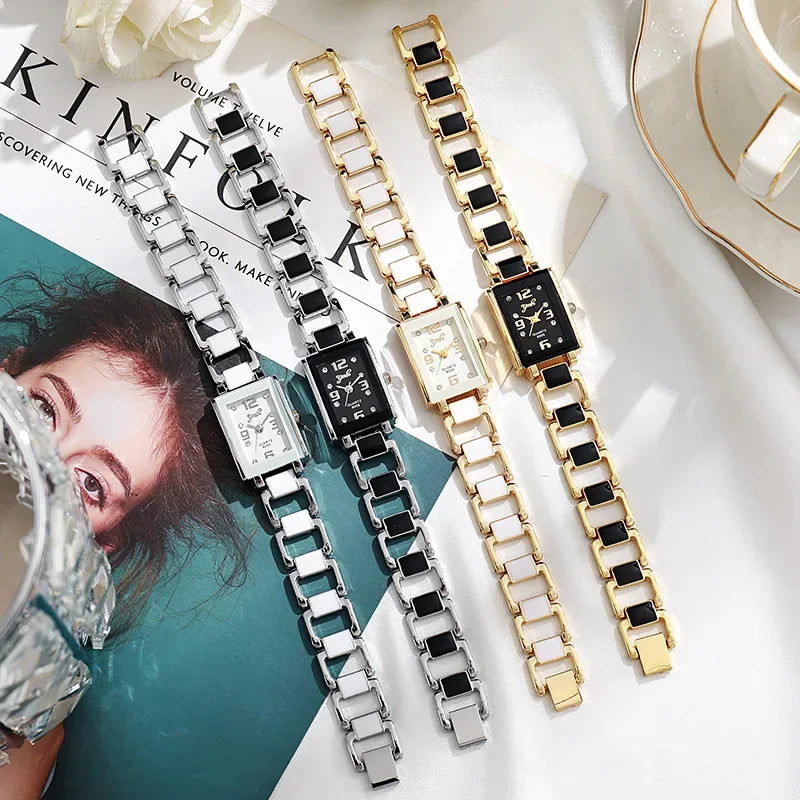 Montre de mode pour femme, version luxe, cadeau, montre-bracelet à quartz, montre décontractée pour femme avec bracelet en céramique et strass, vente chaude L’AURA