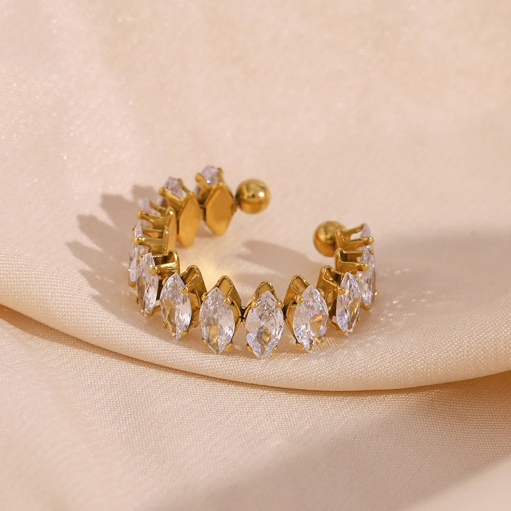Ensemble de bijoux imperméable et scintillant pour fête de vacances, Marquis 3A, cristal de zircone cubique, bracelets réglables, bague