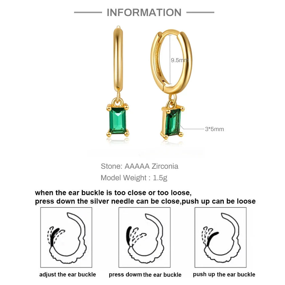 Boucles d'oreilles géométriques émeraude française en acier inoxydable pour femmes, accessoires de bijoux de fête, tendance, Zircon cristal, goutte d'eau L’AURA