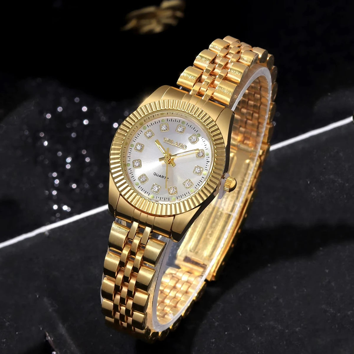 Montres de luxe en strass pour femmes, bracelet en acier inoxydable, montre-bracelet à Quartz, cadeau Relogio Feminino (sans boîte)
