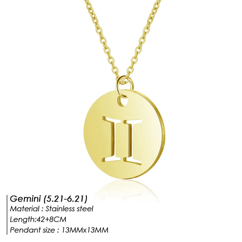 Collier Pendentif Zodiaque Doré E-Manco Pour Femme