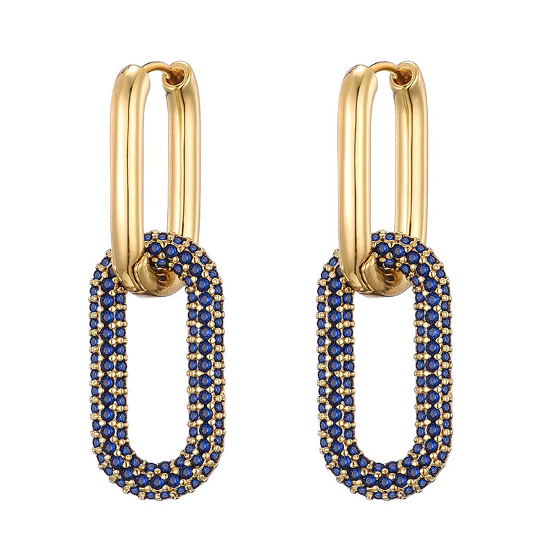 LOVBEAFAS marque couleur or géométrique ovale Rectangle boucles d'oreilles pour femmes Zircon bijoux de mariage élégant femme boucles d'oreilles pendantes L’AURA