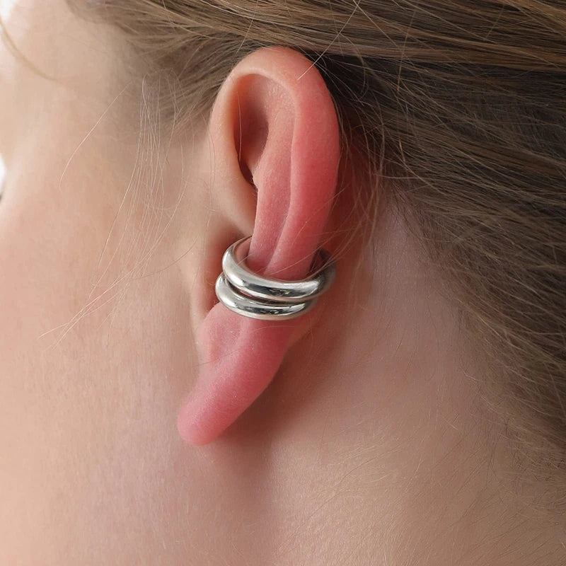 Boucles d'oreilles à Clip rondes et lisses en forme de C pour femmes, 2 pièces, légères, sans Piercing, Cartilage, manchette d'oreille, bijoux à usage quotidien L’AURA