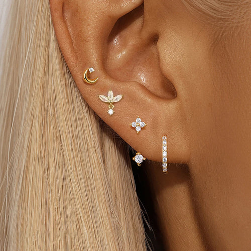 4 pièces petites boucles d'oreilles ensemble pour les femmes en acier inoxydable Huggies pendentif Piercing boucles d'oreilles bijoux Aretes