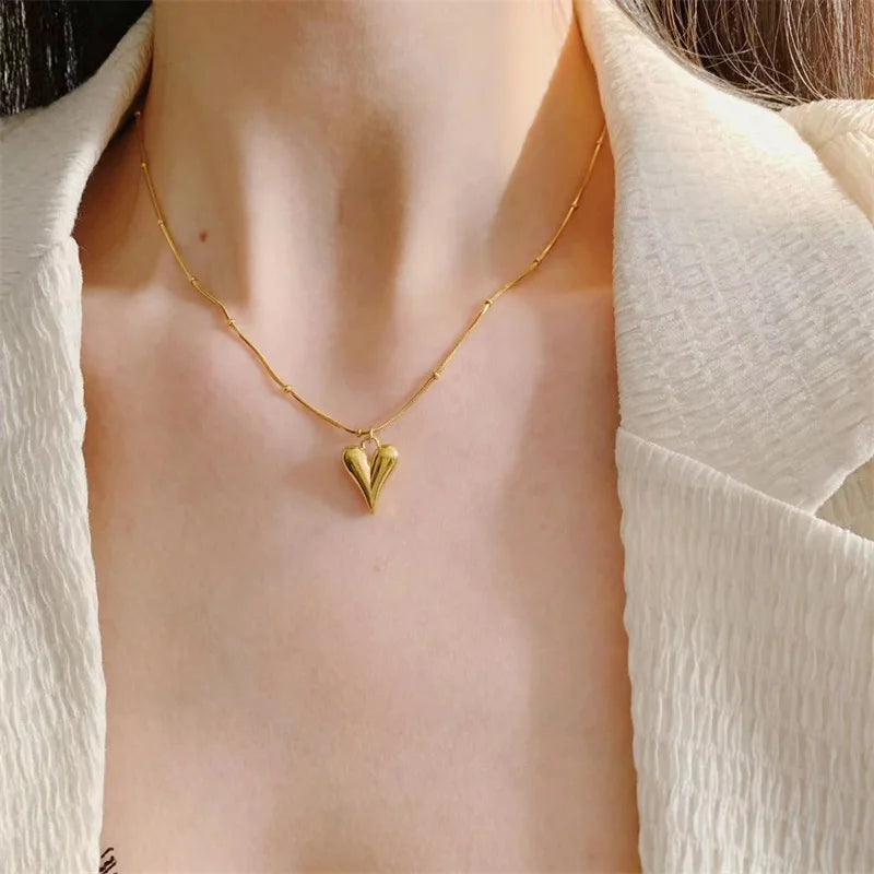 GANEMLY 316L acier inoxydable larme carré strass pendentif collier à la mode Simple cou chaîne étanche bijoux pour les femmes L’AURA