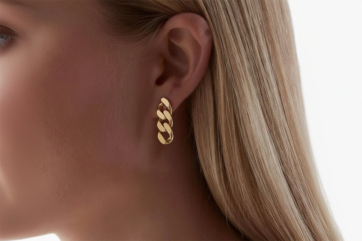 EManco Punk chaîne à maillons cubains boucles d'oreilles pour les femmes de mode véritable plaqué or anneau fermoir balancent Rock bijoux cadeau L’AURA