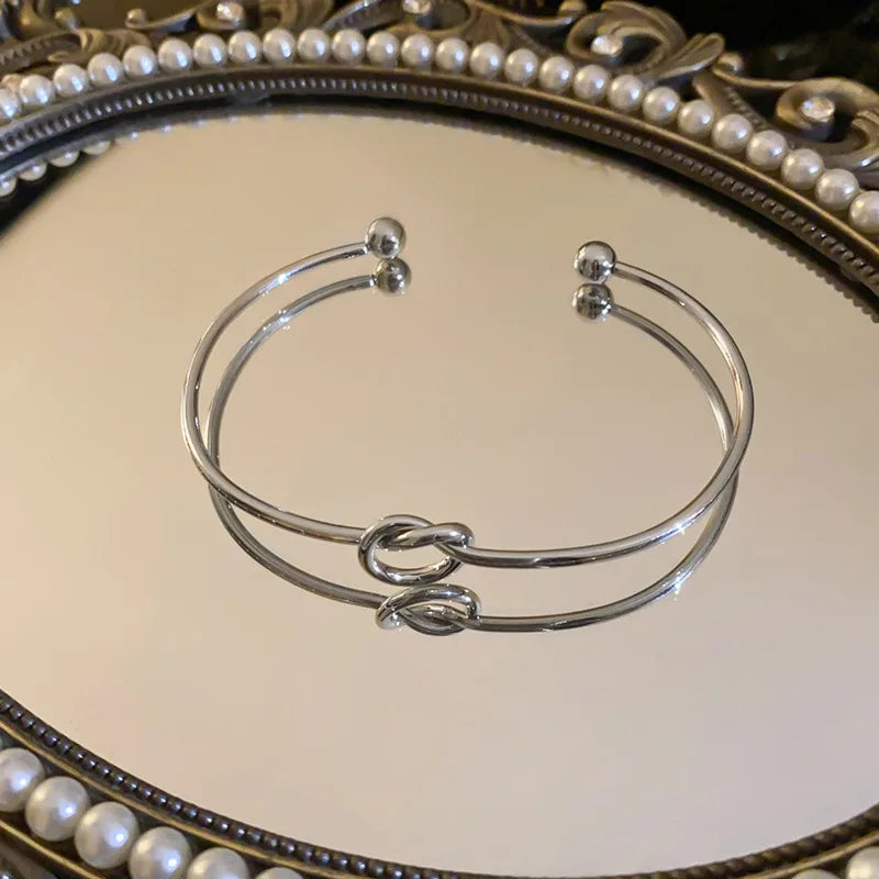 Bracelets en acier inoxydable Vintage pour hommes et femmes, Texture torsadée tissée, bijoux de déclaration, Streetwear, cadeaux gothiques L’AURA