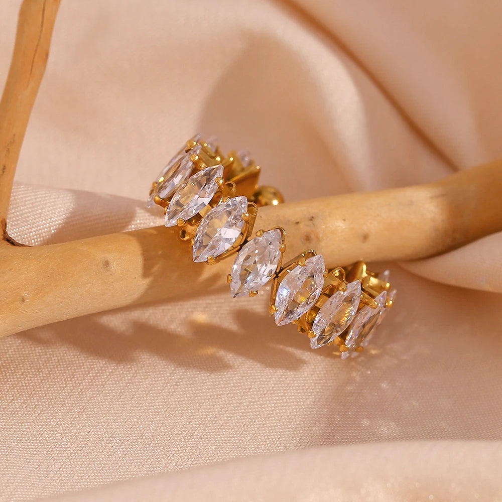 Ensemble de bijoux imperméable et scintillant pour fête de vacances, Marquis 3A, cristal de zircone cubique, bracelets réglables, bague