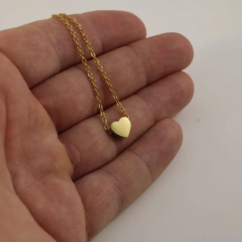 Colliers simples en acier inoxydable, pendentif en forme de cœur, pour femmes et filles, ras du cou délicat hypoallergénique en acier inoxydable