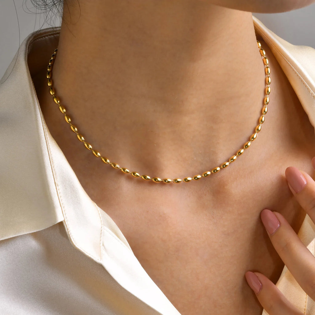 Vnox-Collier de la présidence pour femmes, collier en acier inoxydable, 18K Sweatshirts Gold Document, bijoux cadeaux pour filles, collier IkBeads JOChoker, ChimRugby L’AURA