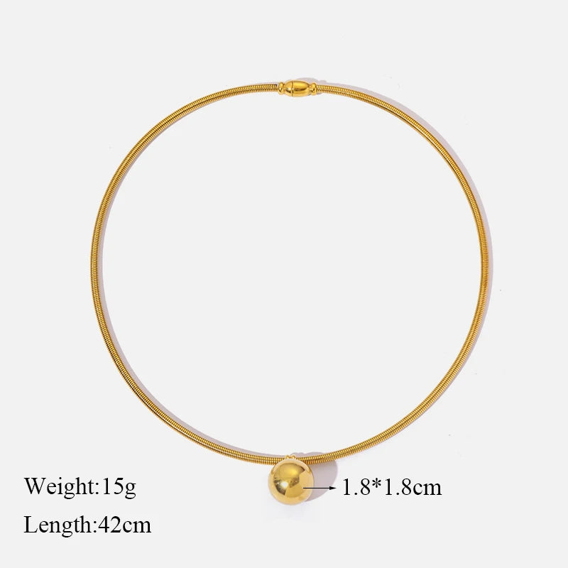 EILIECK 316L acier inoxydable 18K plaqué or perle pendentif collier boucles d'oreilles ensemble de bijoux pour les femmes étanche bijoux de mode L’AURA